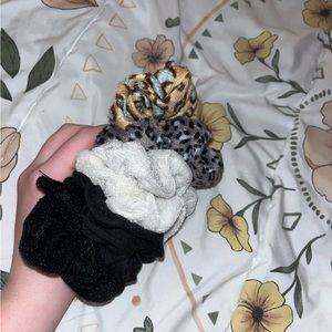 Black, White, and Leopard print combo scrunchie pack